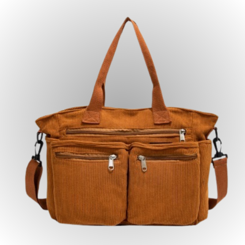 Emma | Élégant Sac Fourre Tout Femme Pratique en Velours Côtelé 9