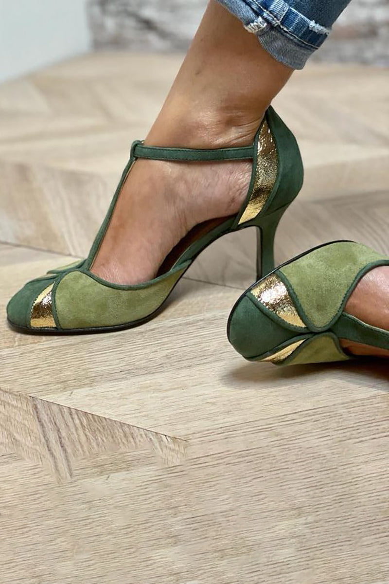 Escarpins Femme à Talon Haut - Élégance Chic avec Design Patchwork 1