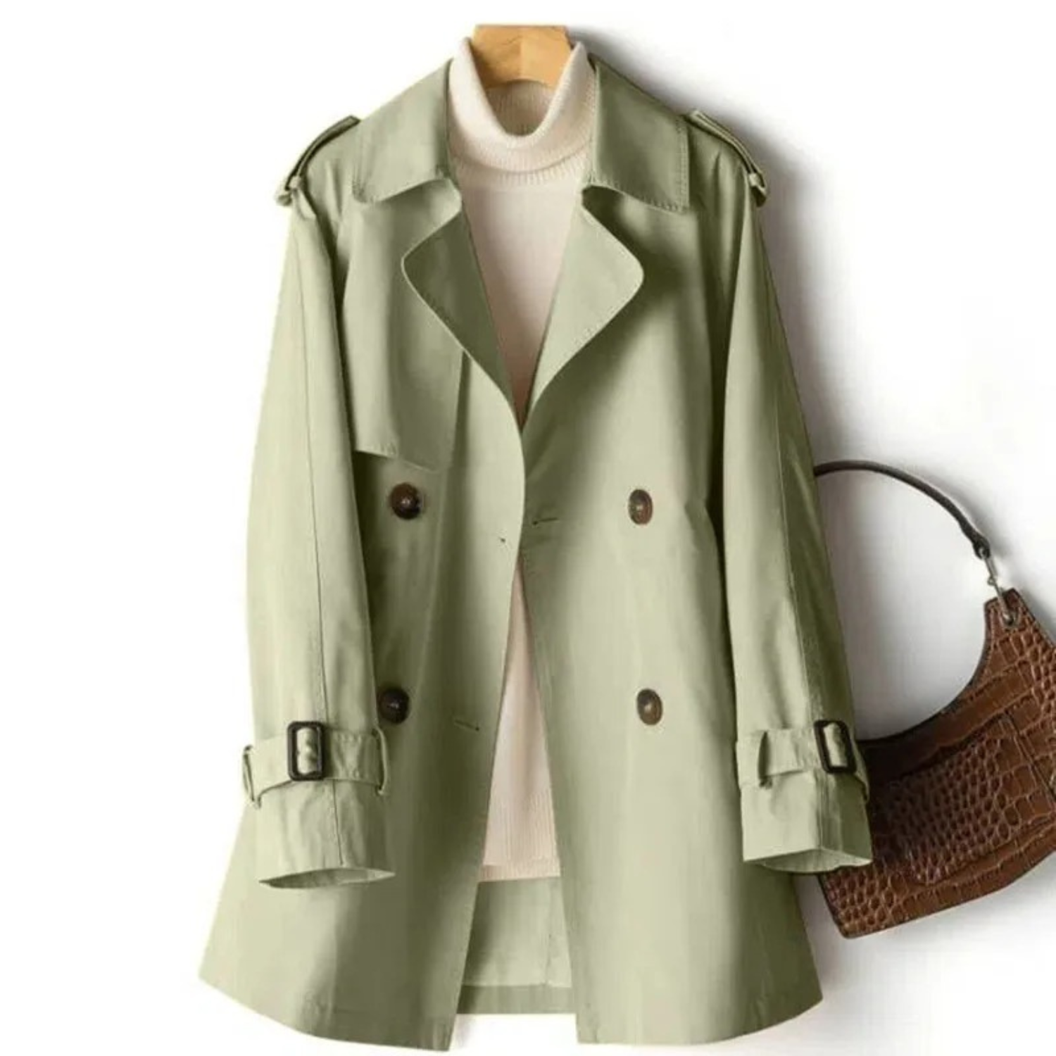 Ethan | Élégant Trench Coat Femme Kaki Midi 2