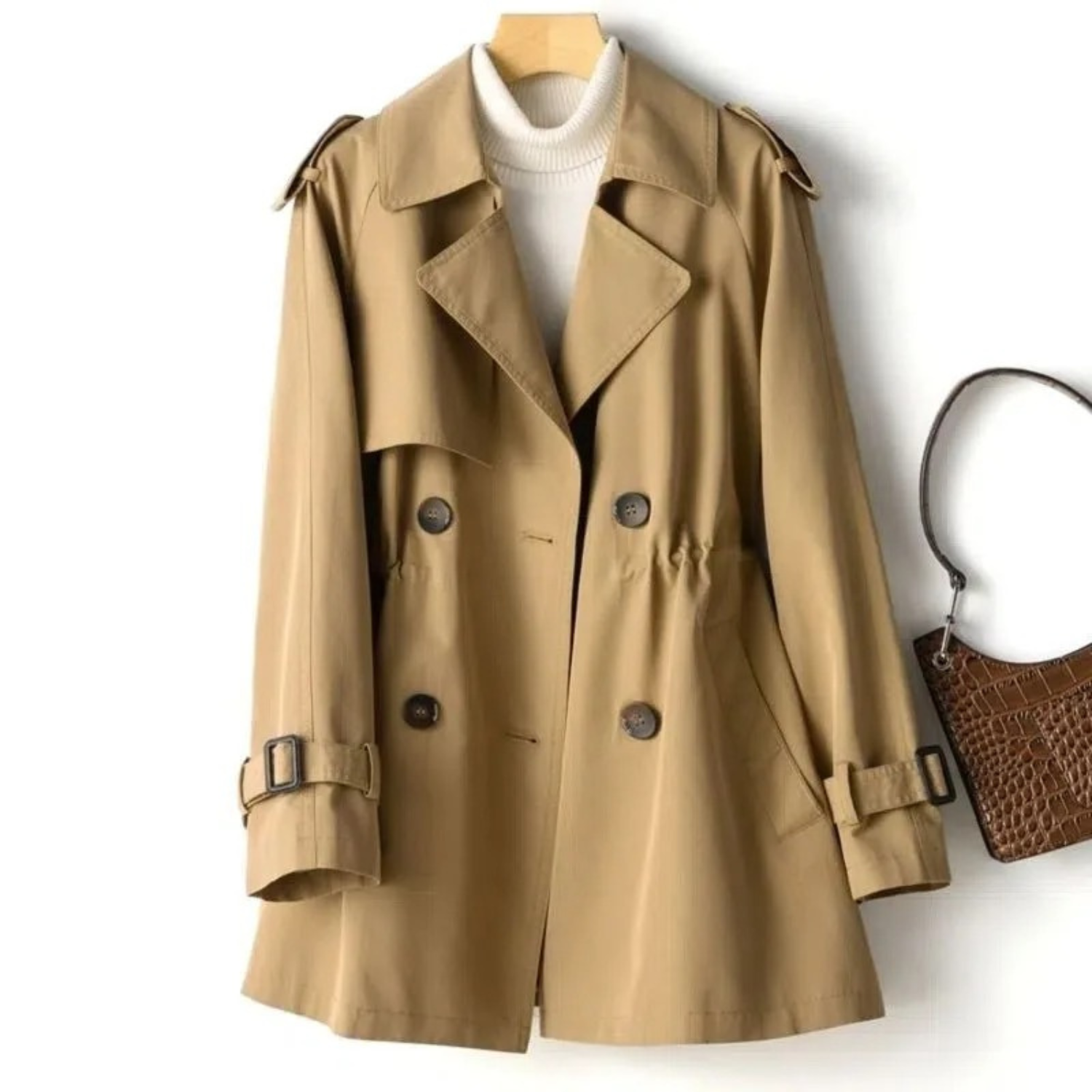 Ethan | Élégant Trench Coat Femme Kaki Midi 3