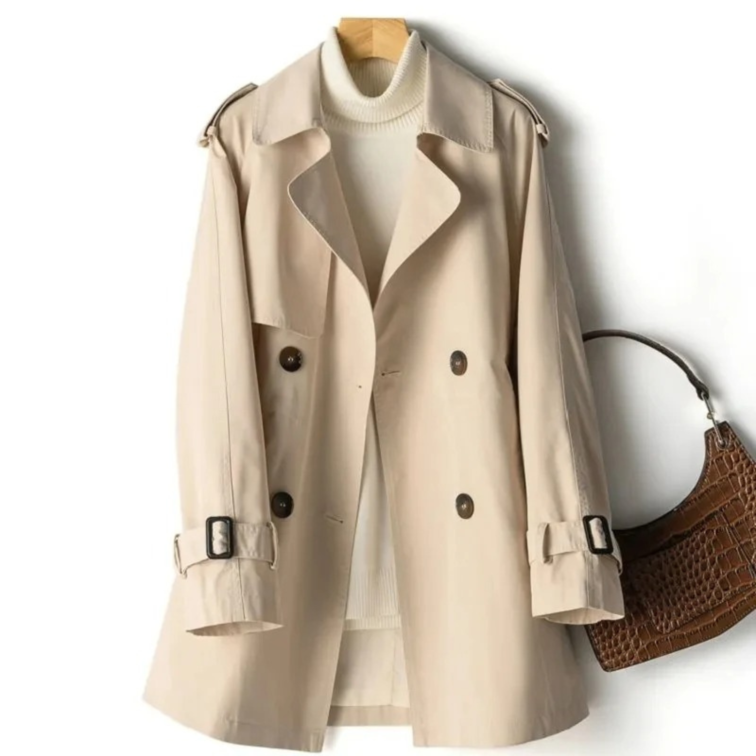 Ethan | Élégant Trench Coat Femme Kaki Midi 4