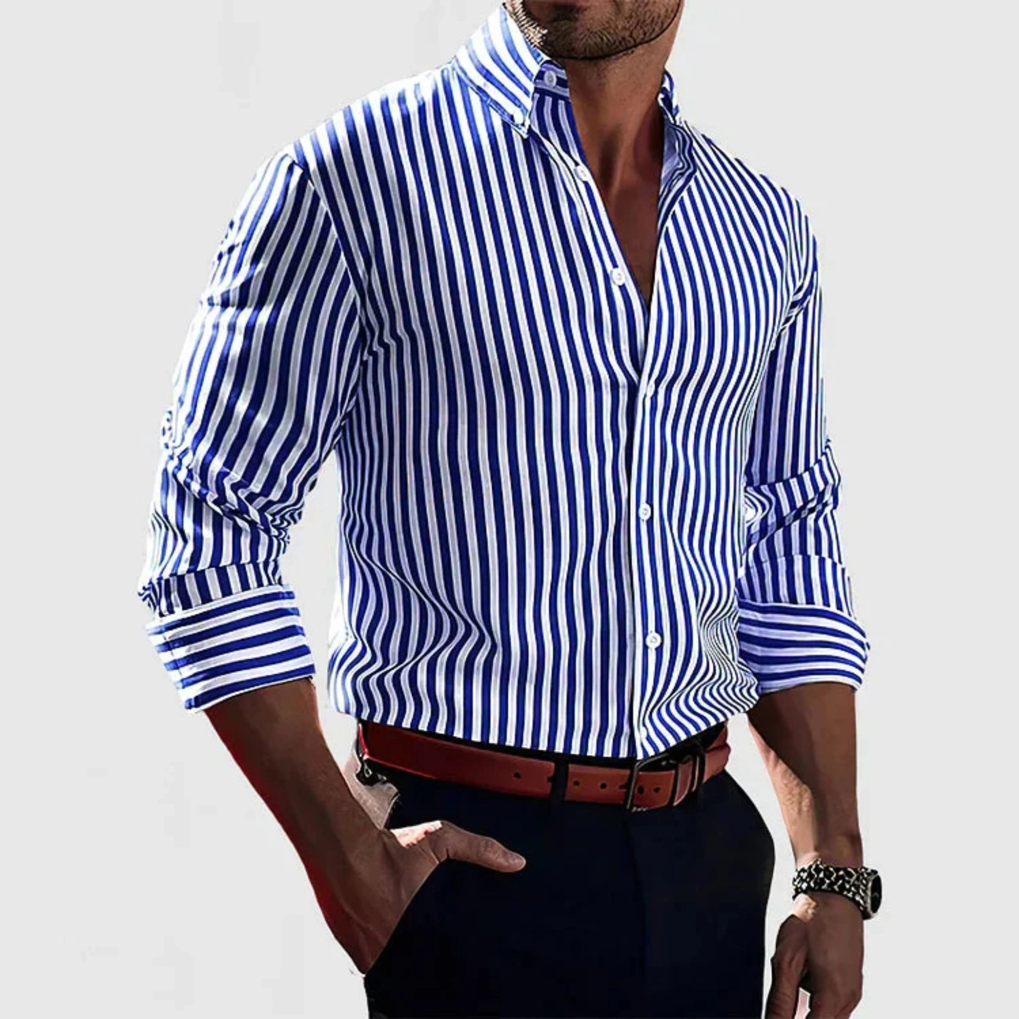 Ethan | Élégante Chemise Rayée Légère 0