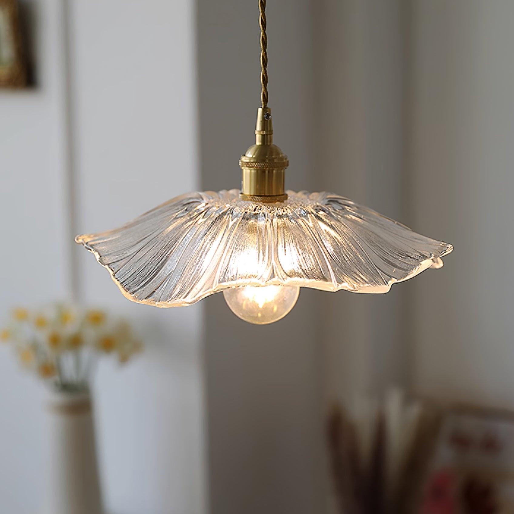 NostalgieLicht - Suspension Rétro en Verre avec Accents Cuivrés