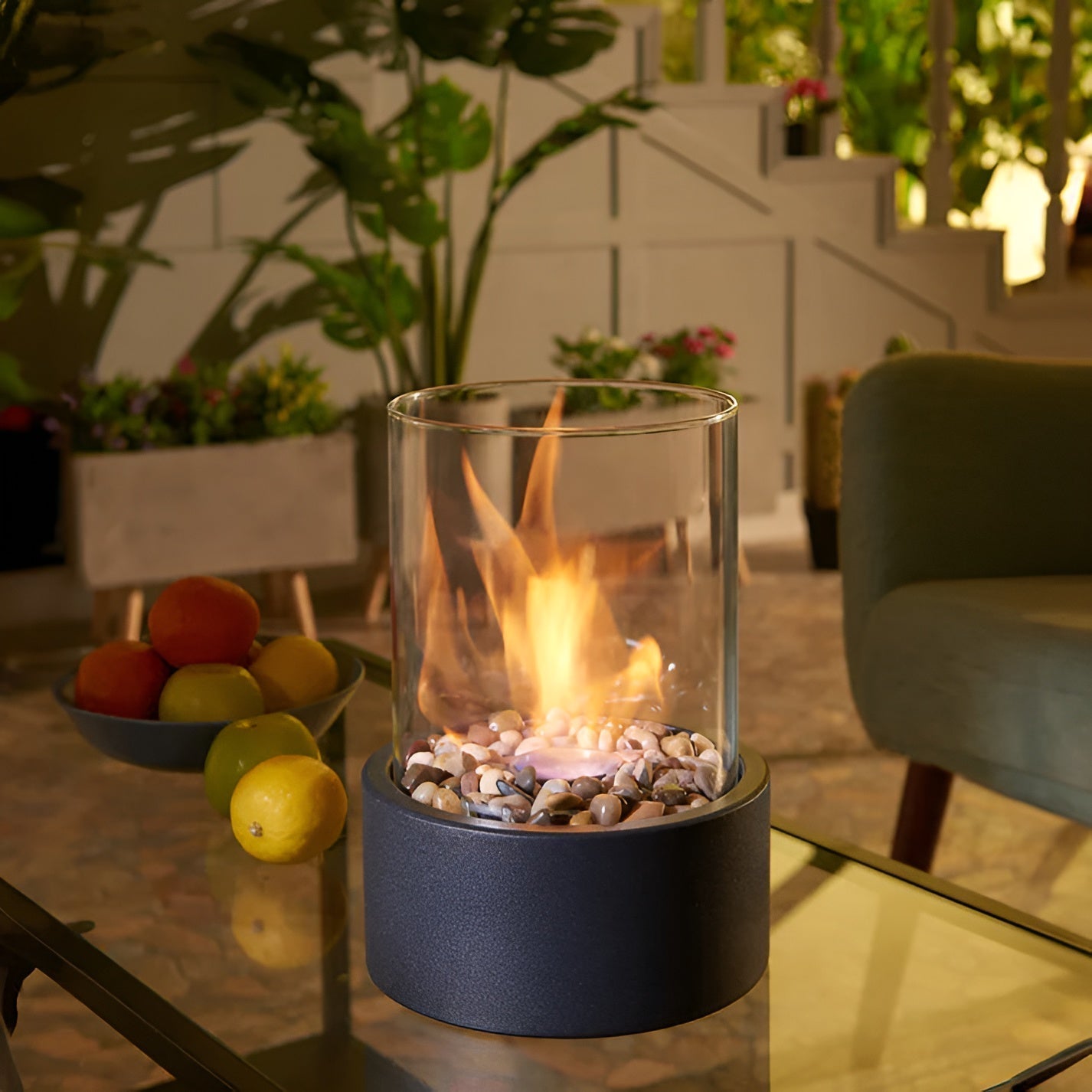 Foyer de Table Éthanol Élégant avec Base en Métal Noir ? Ambiance Chic pour Intérieur et Extérieur 7
