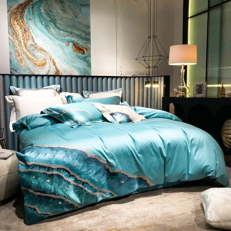 Whimsical Waters – Parure de Housse de Couette de Luxe en Coton Égyptien