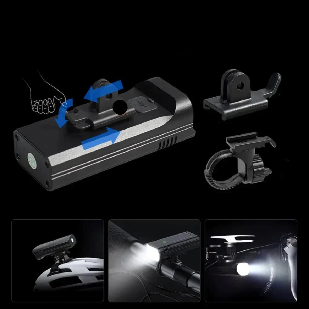 LuminousRide - Phare Vélo Rechargeable 5000 Lumens 12 LED