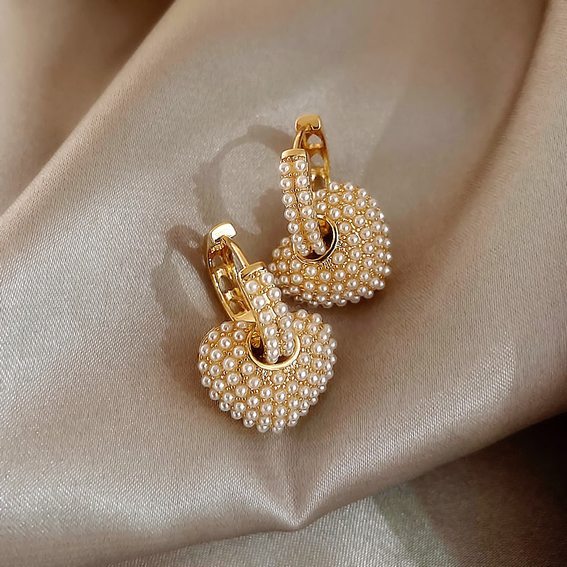 Anne - Boucles d'oreilles dorées perle Amour