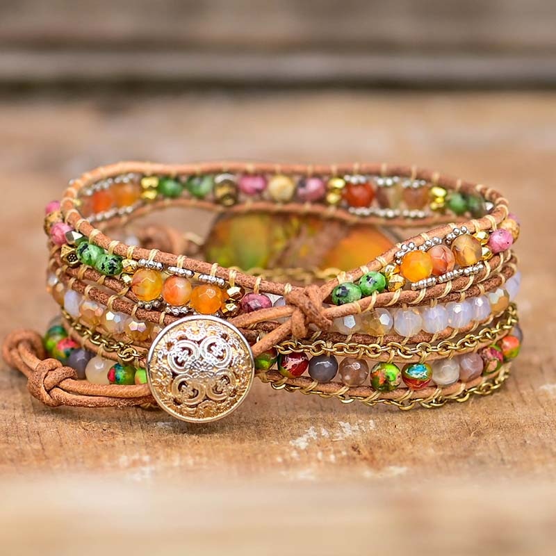 HamsaCharm - Bracelet wrap Hamsa en amazonite