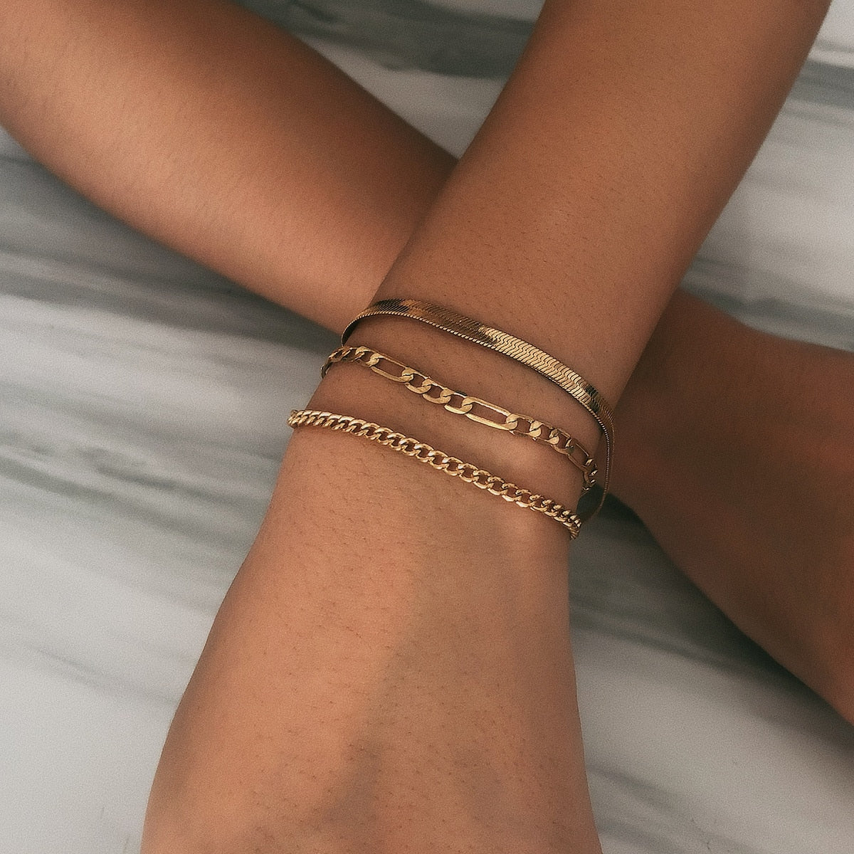 Trio de Bracelets Subtils - Set 3 Pièces Or ou Argent