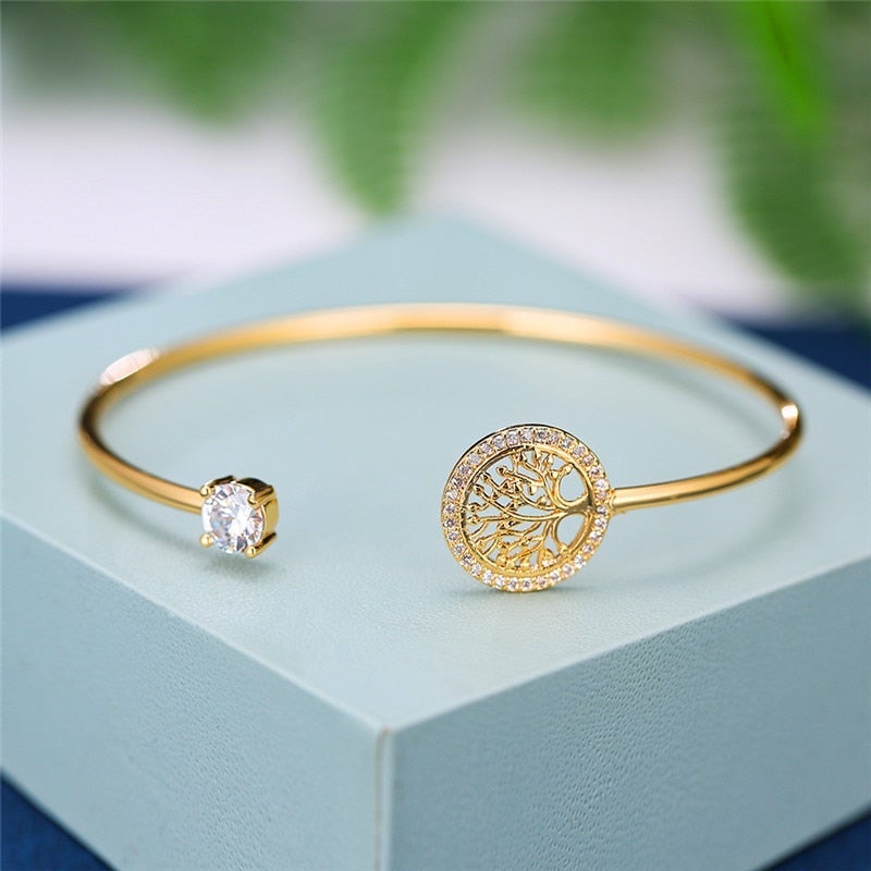 Elowen - Bracelet arbre de vie réglable en argent