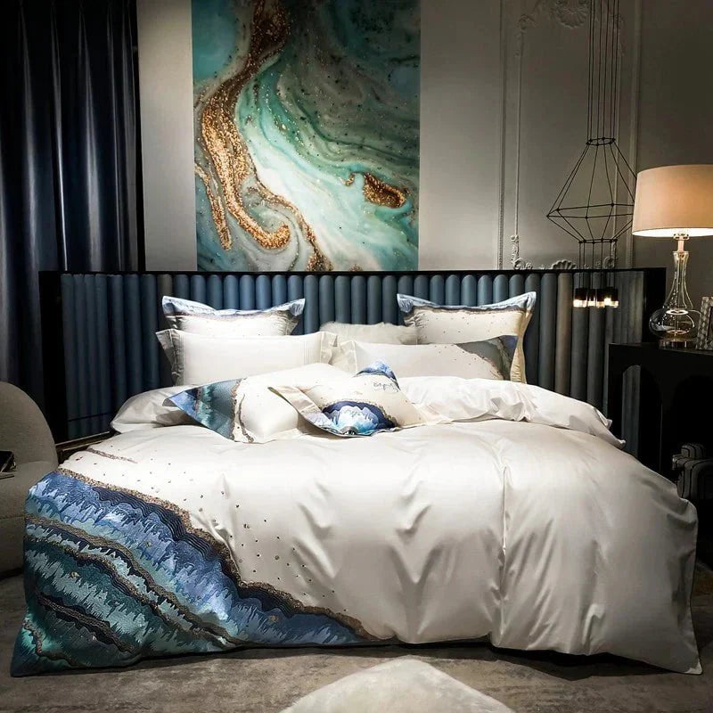 Whimsical Waters – Parure de Housse de Couette de Luxe en Coton Égyptien
