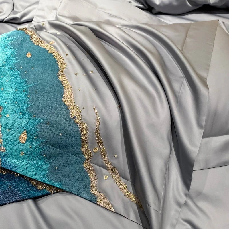 Whimsical Waters – Parure de Housse de Couette de Luxe en Coton Égyptien
