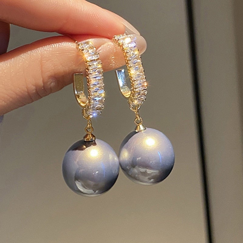 Amara - Boucles d'oreilles perle et zircone de luxe