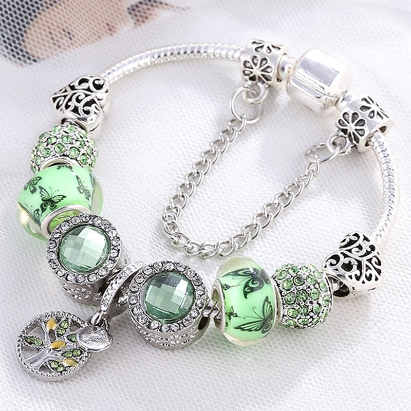 Isla - Bracelet argent aux cristaux verts élégant