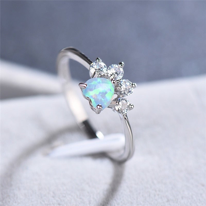 Celestine - Bague en argent opale et zircone