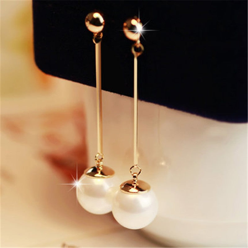 Selena - Boucles d'oreilles pendantes luxe avec perles