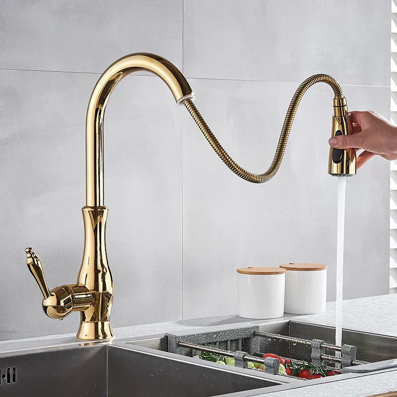 ChicSpout - Robinet de Cuisine Doré avec Douchette Extractible