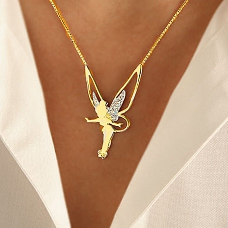 Faylin - Collier fée porte-bonheur en argent doré