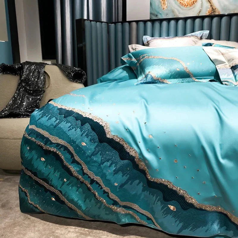 Whimsical Waters – Parure de Housse de Couette de Luxe en Coton Égyptien