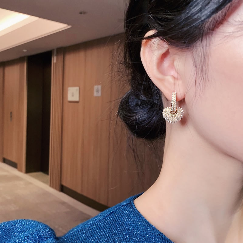 Anne - Boucles d'oreilles dorées perle Amour