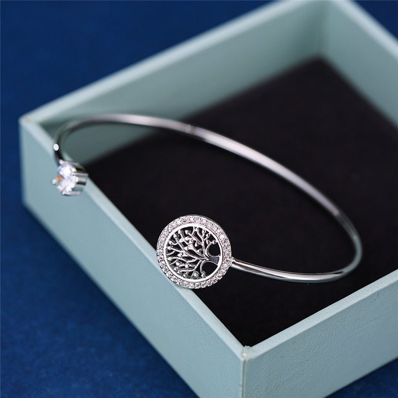 Elowen - Bracelet arbre de vie réglable en argent