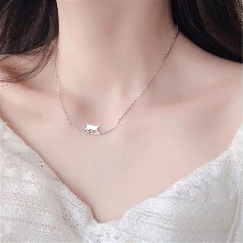 Felina - Collier chat grimpant en argent