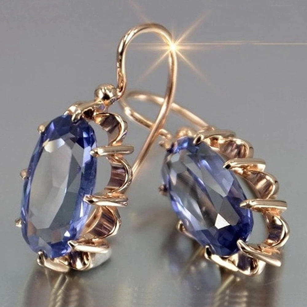Lina - Boucles d'oreilles zircone ovale dorées 18K