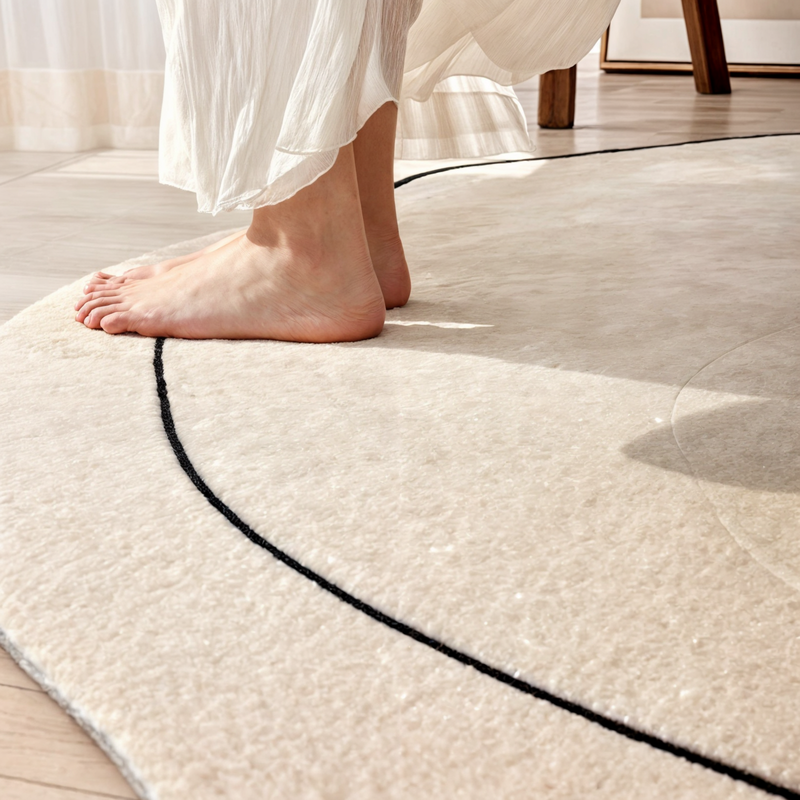 CozyNest - Tapis Rond en Laine Douce pour Tout Intérieur