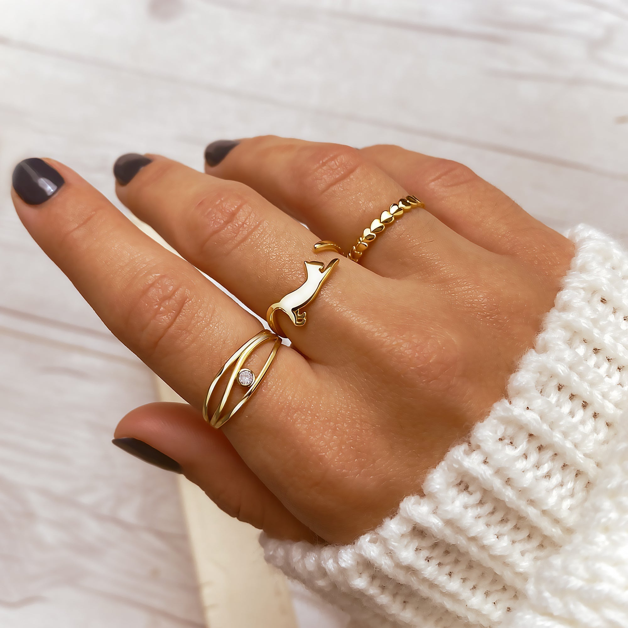 Aurora - Bague aux petits cœurs, romance et délicatesse