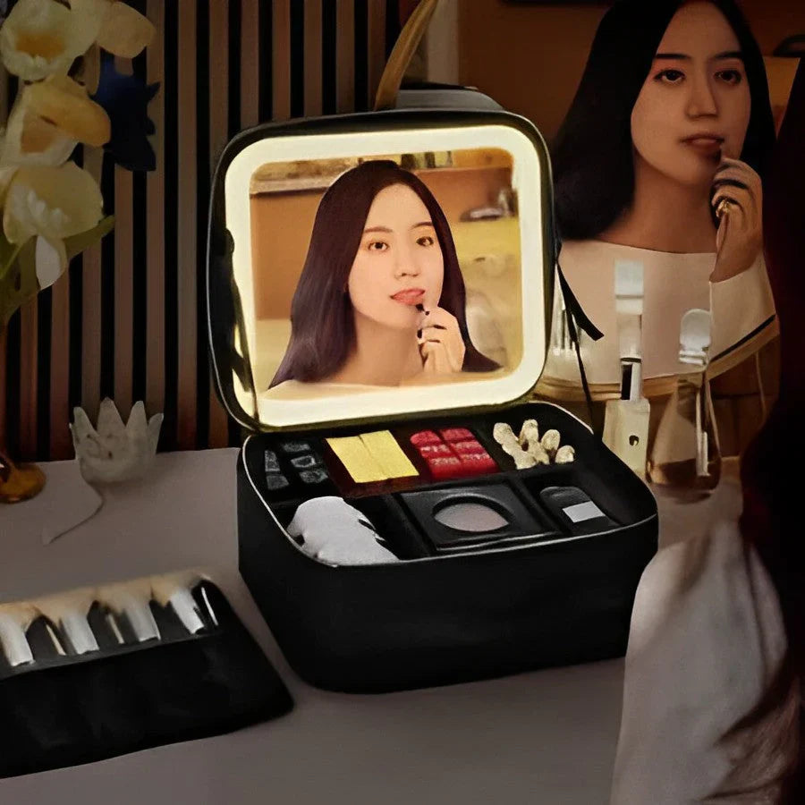 MirrorGlam - Trousse à Maquillage avec Miroir LED