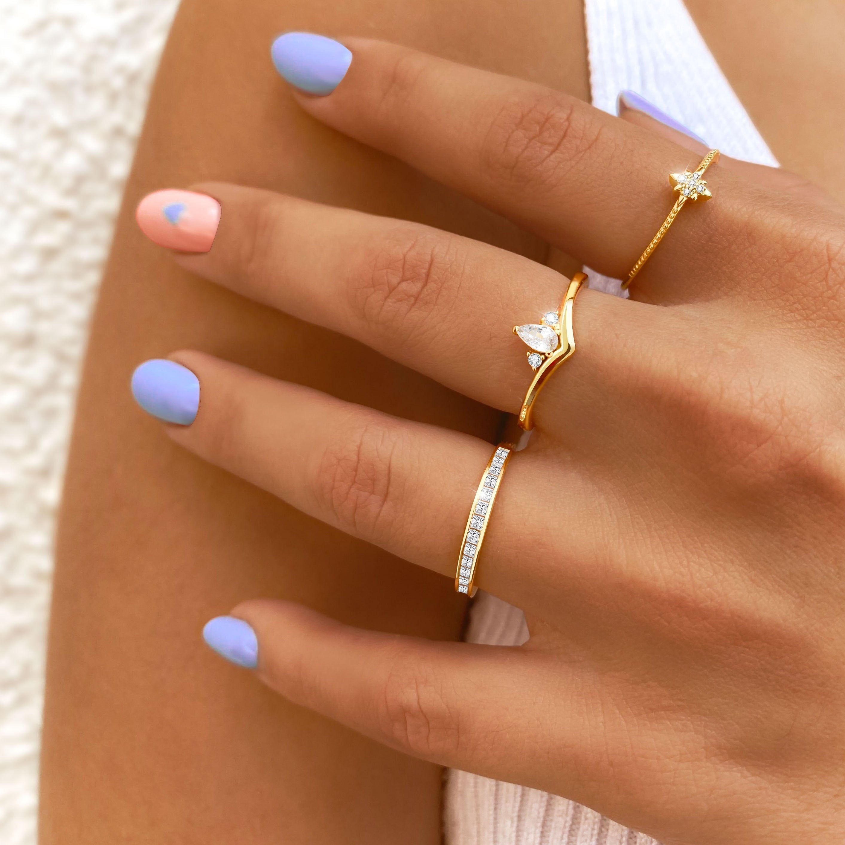 Amelia - Bague en zircone, argent 925 scintillant et intemporel
