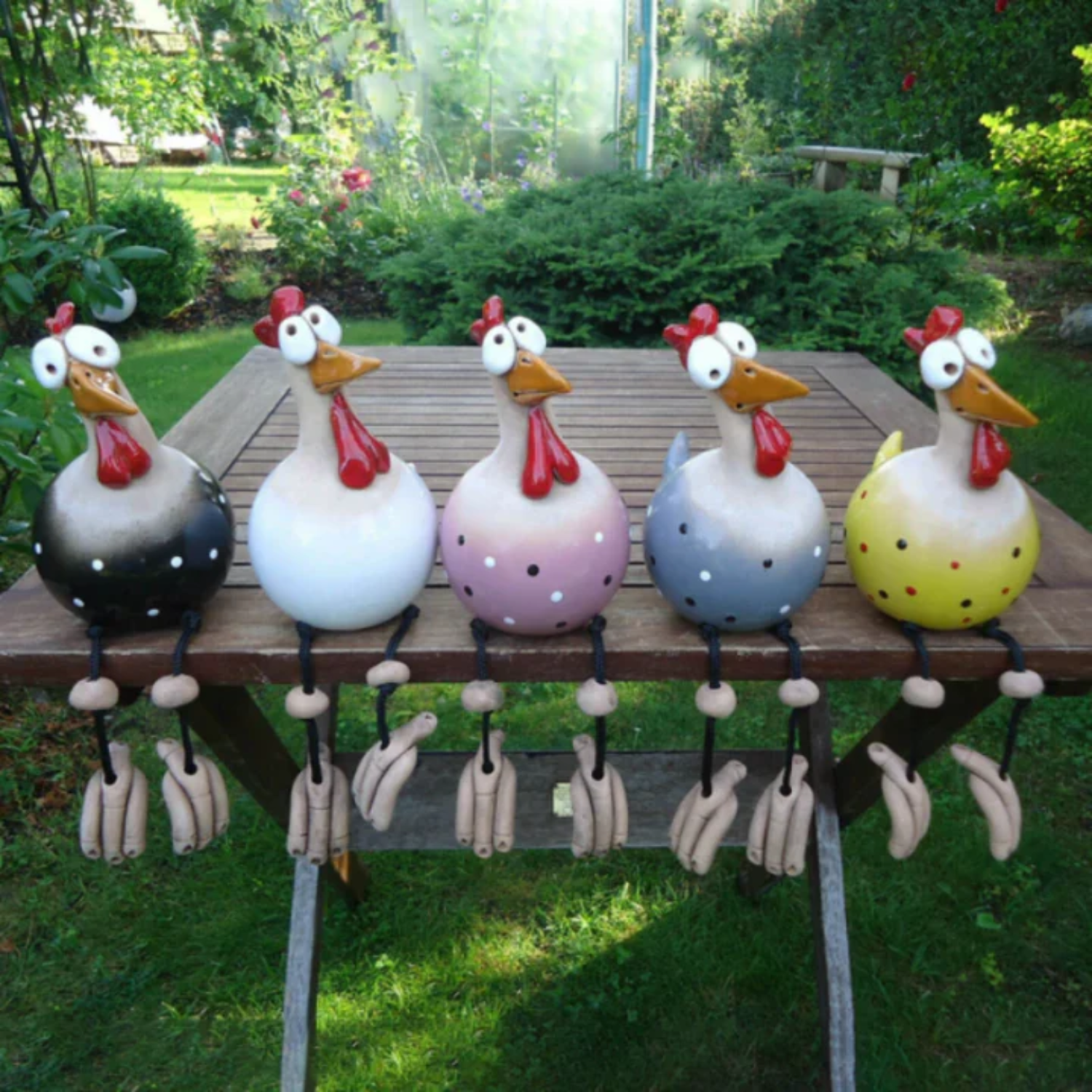 Jardin Joyeux | Décoration de Poulet de Jardin Coloré avec Design Mignon | Statue en Céramique et Résine pour Égailler Votre Espace Extérieur 0