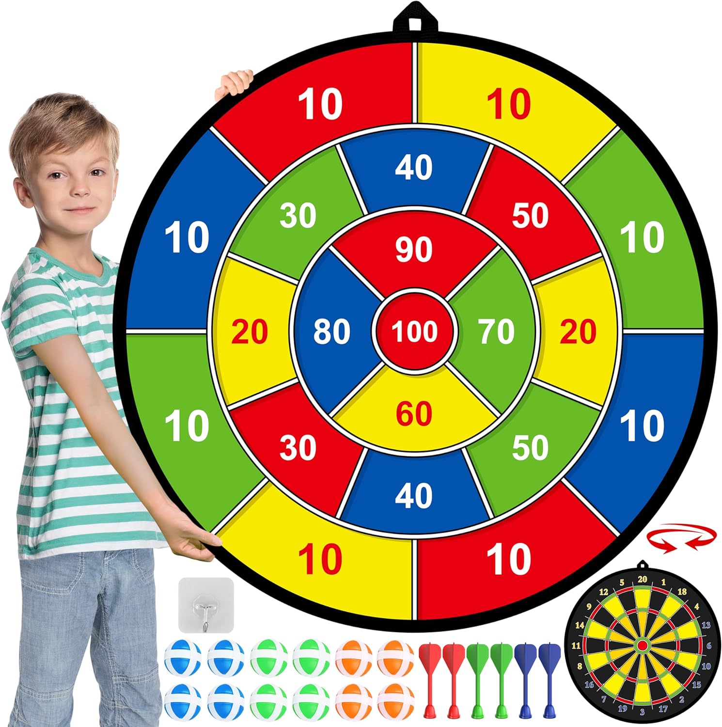 Jeu de Fléchettes Double Face | Améliorez Coordination et Mathématiques | Sécurisé et Portable pour Enfants de 3 à 12 Ans 0