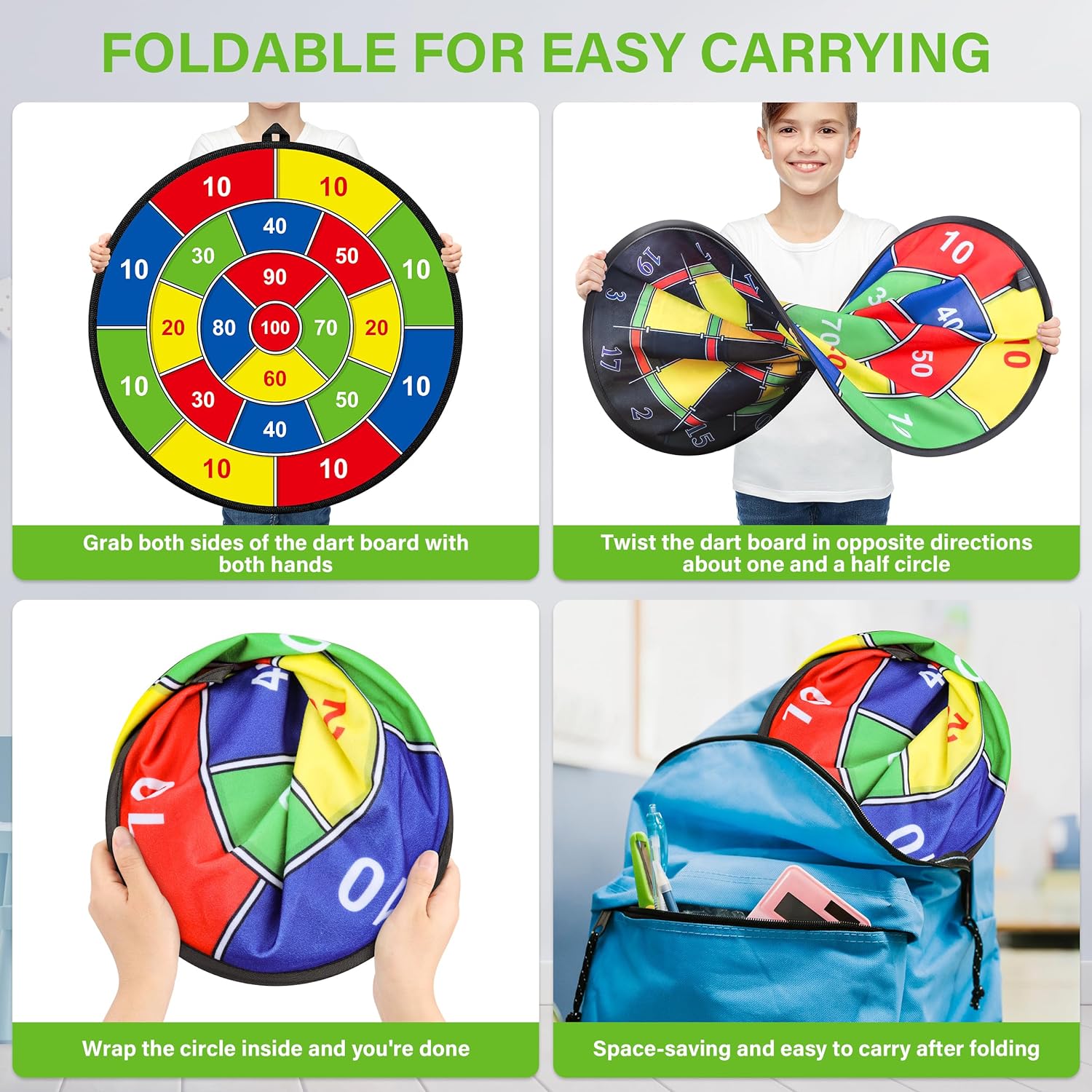 Jeu de Fléchettes Double Face | Améliorez Coordination et Mathématiques | Sécurisé et Portable pour Enfants de 3 à 12 Ans 3