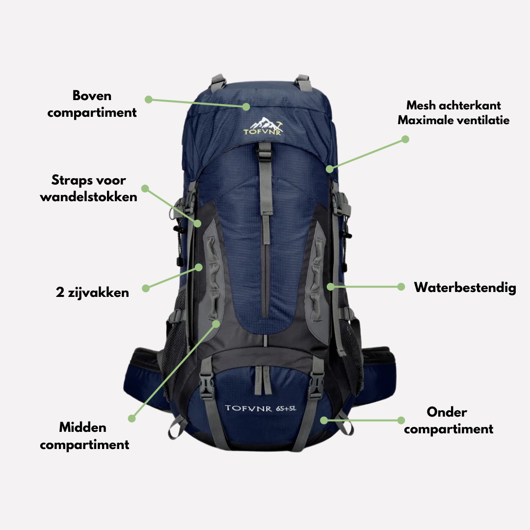 TrailBlazer Backpack - Sac Randonnée 65L Imperméable
