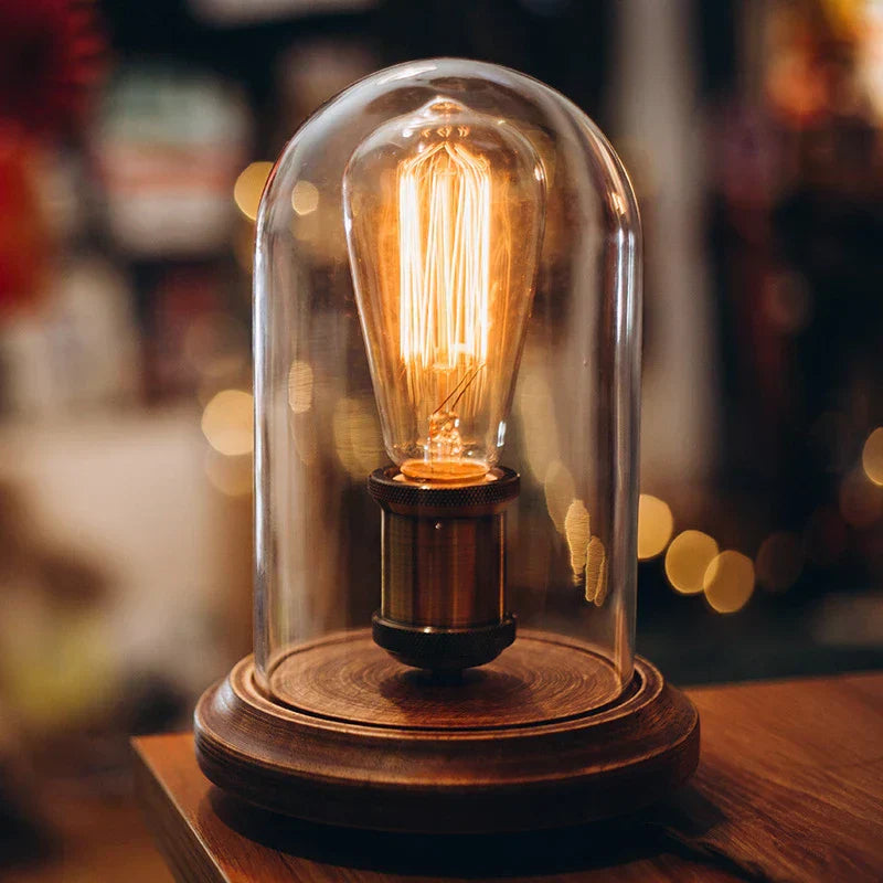 BoisLume Lampe – Lampe de Chevet Vintage en Bois Massif | Éclairage Naturel & Design Élégant