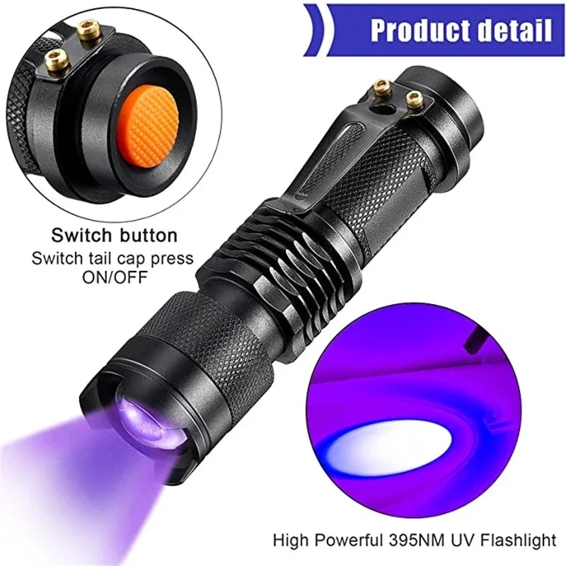Lampe Torche LED UV Puissante pour Détection de Taches Invisibles | Compacte et Légère pour Usage Domestique 2