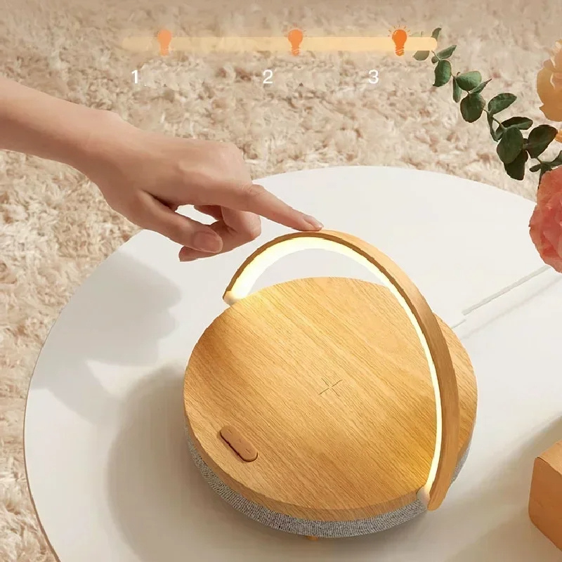 Lampe de Table Rechargeable Sans Fil avec Haut-Parleur Bluetooth ? Design Moderne en Bois pour Éclairage et Musique 1