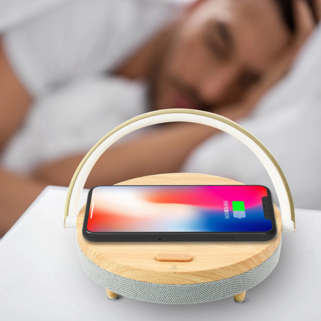 Lampe de Table Rechargeable Sans Fil avec Haut-Parleur Bluetooth ? Design Moderne en Bois pour Éclairage et Musique 3