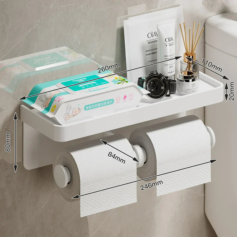 LuxeHold - Porte-rouleau de toilette multifonction élégant