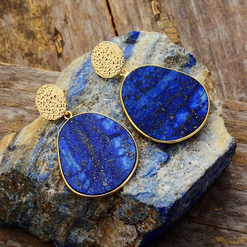 CelestialLuxe - Boucles en lapis-lazuli doré