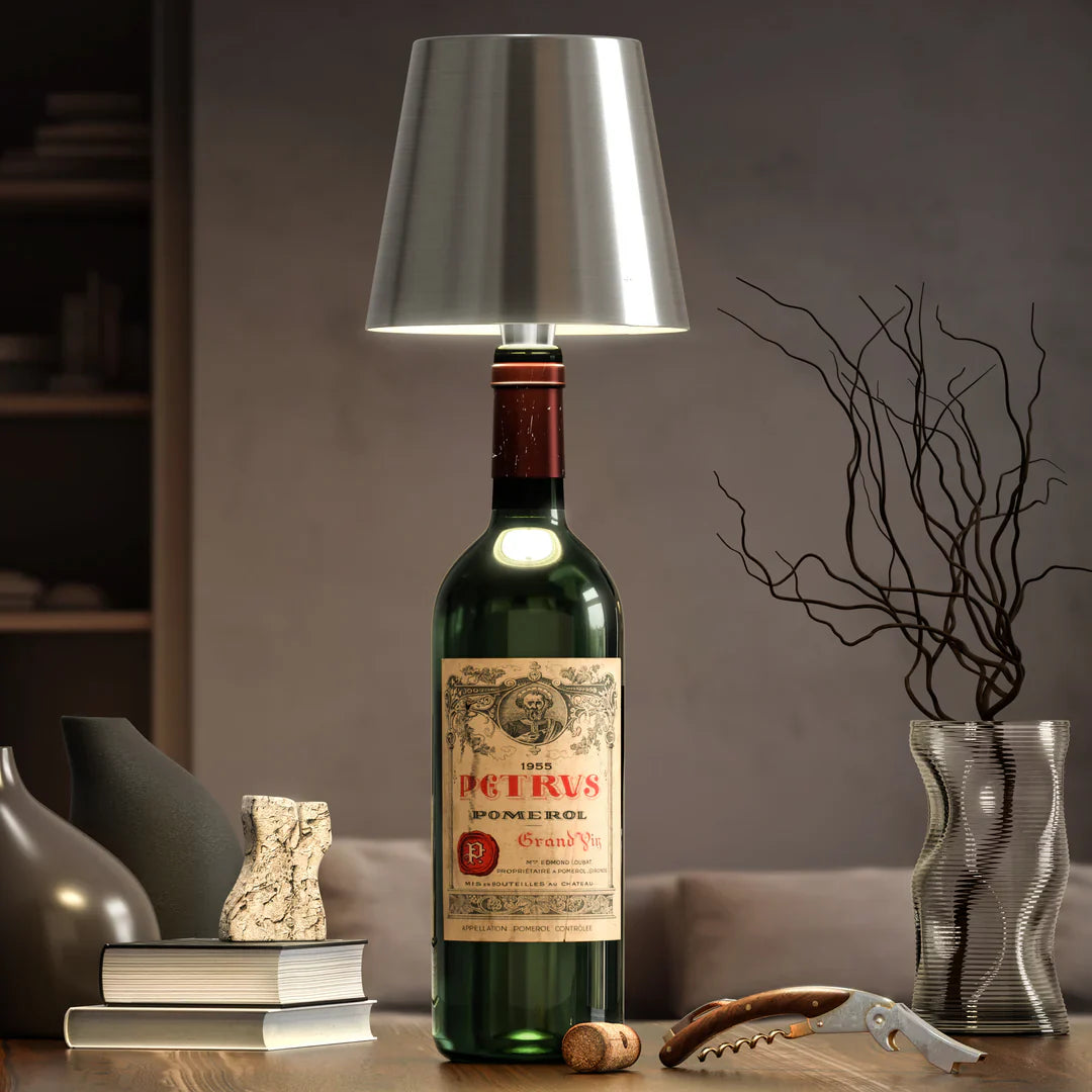 LumièreBouteille | Élégante Lampe Rechargeable Sans Fil en Métal 6