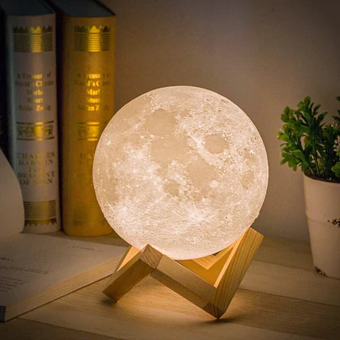 Lumière Lunaire | Lampe en 3D avec Commande Tactile et Support en Bois | Ambiance Apaisante pour Votre Intérieur 8