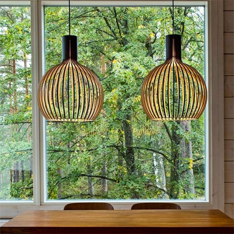 Luminaire Suspendu en Bois | Lampe Suspension Artisanale avec Lumière Chaude ? Ambiance Chaleureuse pour Cuisine et Bureau 2