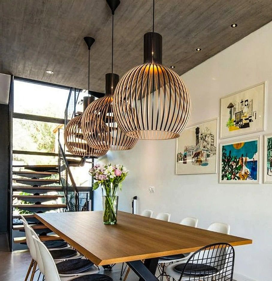 Luminaire Suspendu en Bois | Lampe Suspension Artisanale avec Lumière Chaude ? Ambiance Chaleureuse pour Cuisine et Bureau 5