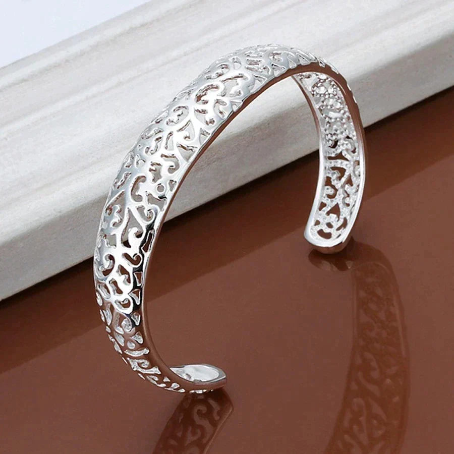 Bracelet Manchette Filigrane Argent - Design Unique