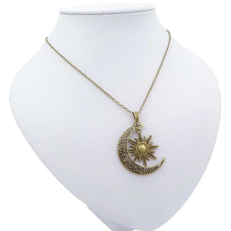 Collier Vintage Soleil et Lune - Double Pendentif Argent 925