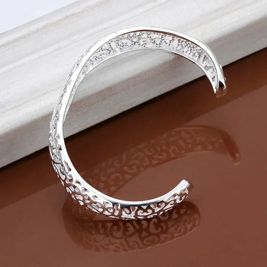 Bracelet Manchette Filigrane Argent - Design Unique