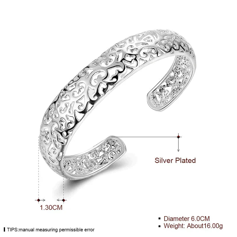 Bracelet Manchette Filigrane Argent - Design Unique