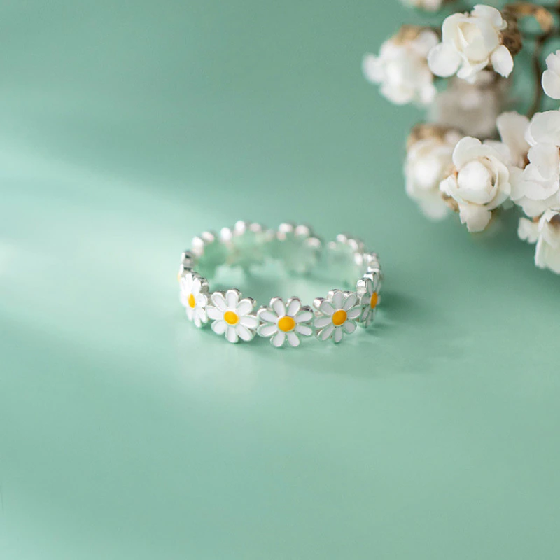 Bague Marguerite Florale Charmante - Argent 925